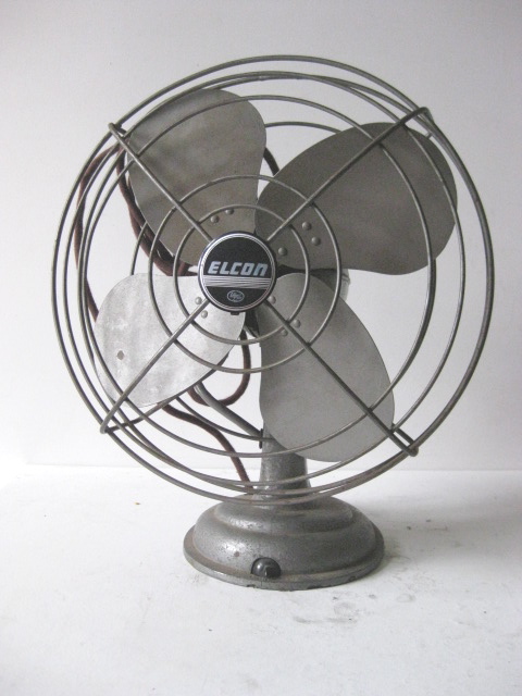 FAN, Table Fan 1950s - Grey Hammertone Elcon